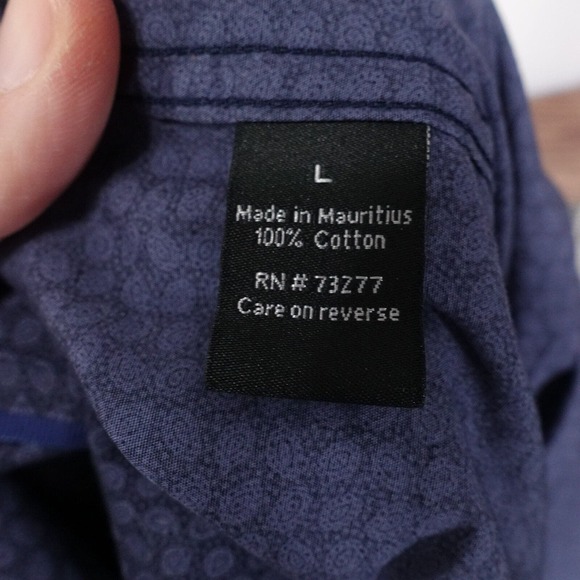 APT 9 LONG SLEEVE BLUE PAISLEY BUTTON DOWN SHIRT MENS SIZE L - Picture 7 of 8